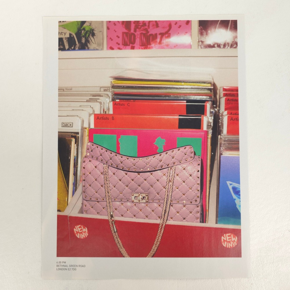 Valentino Garavani Rockstud Spike Pink Bag Print Ad Vinyl Records Collector Art